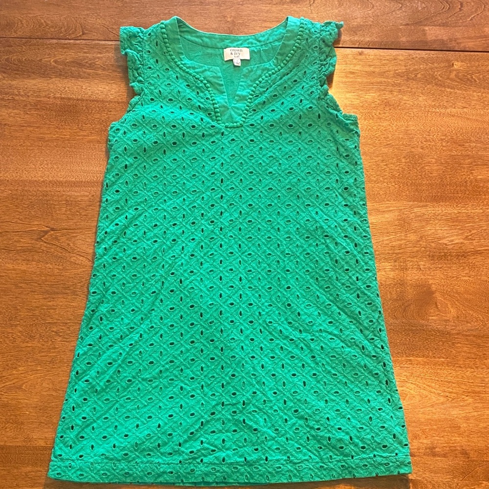 Crown & Ivy Teal Eyelet Top